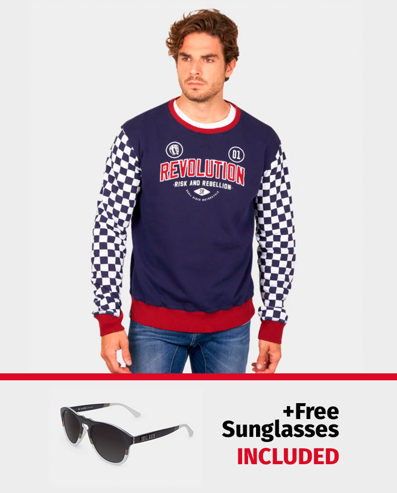 PACK: Revolution Sweatshirt dark blue + FREE Competition Sunglasses