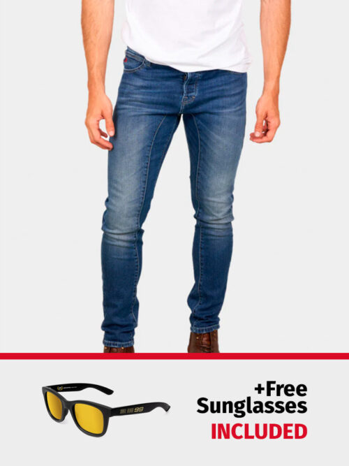 PACK: D-SRIDER tapered jeans denim blue + FREE World Champion Sunglasses
