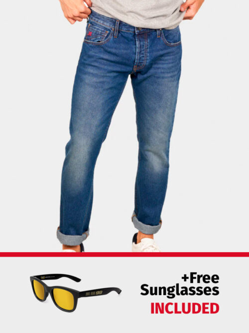 PACK: D-SRIDER regular jeans denim azul + Gafas de sol World Champion GRATIS