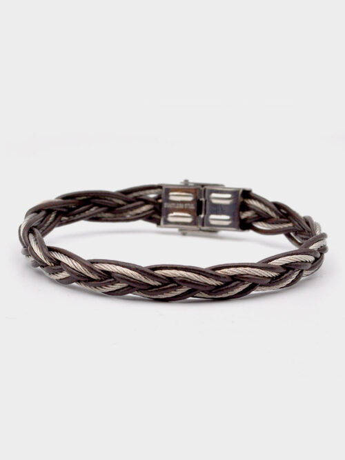 Brown and White Leather Bracelet
