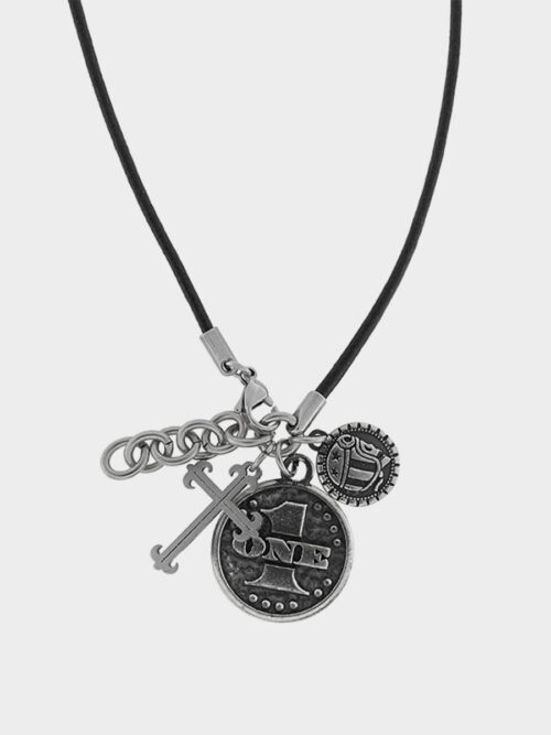 Pendant with logo and steel coin