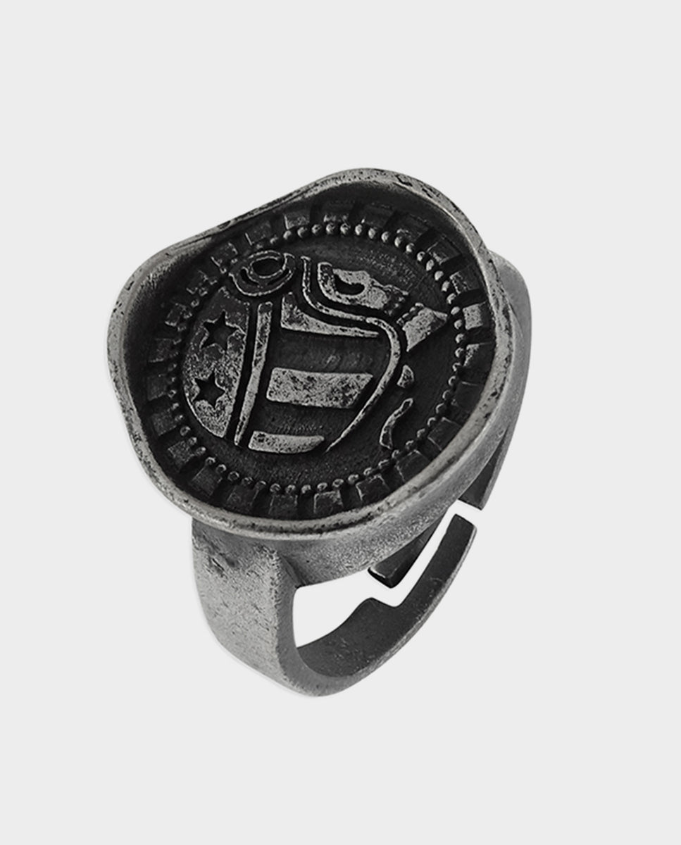 Skull Rider Logo Steel Rounded Ring