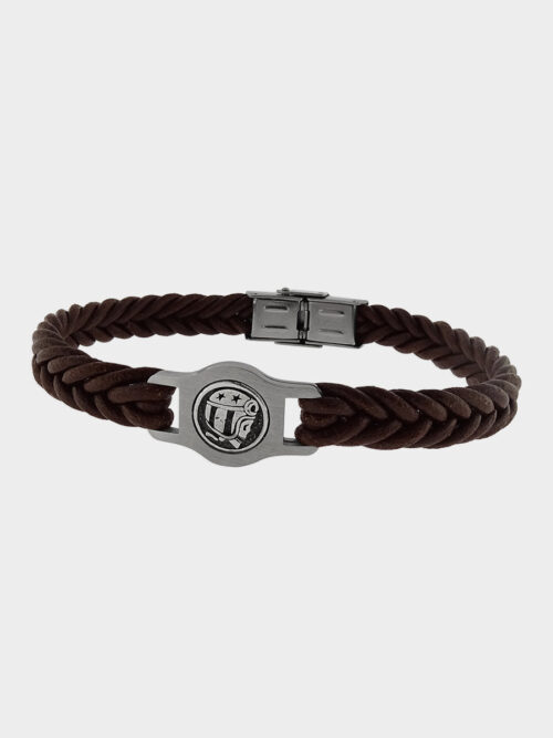 Brown Braided Polyester Bracelet with Logo