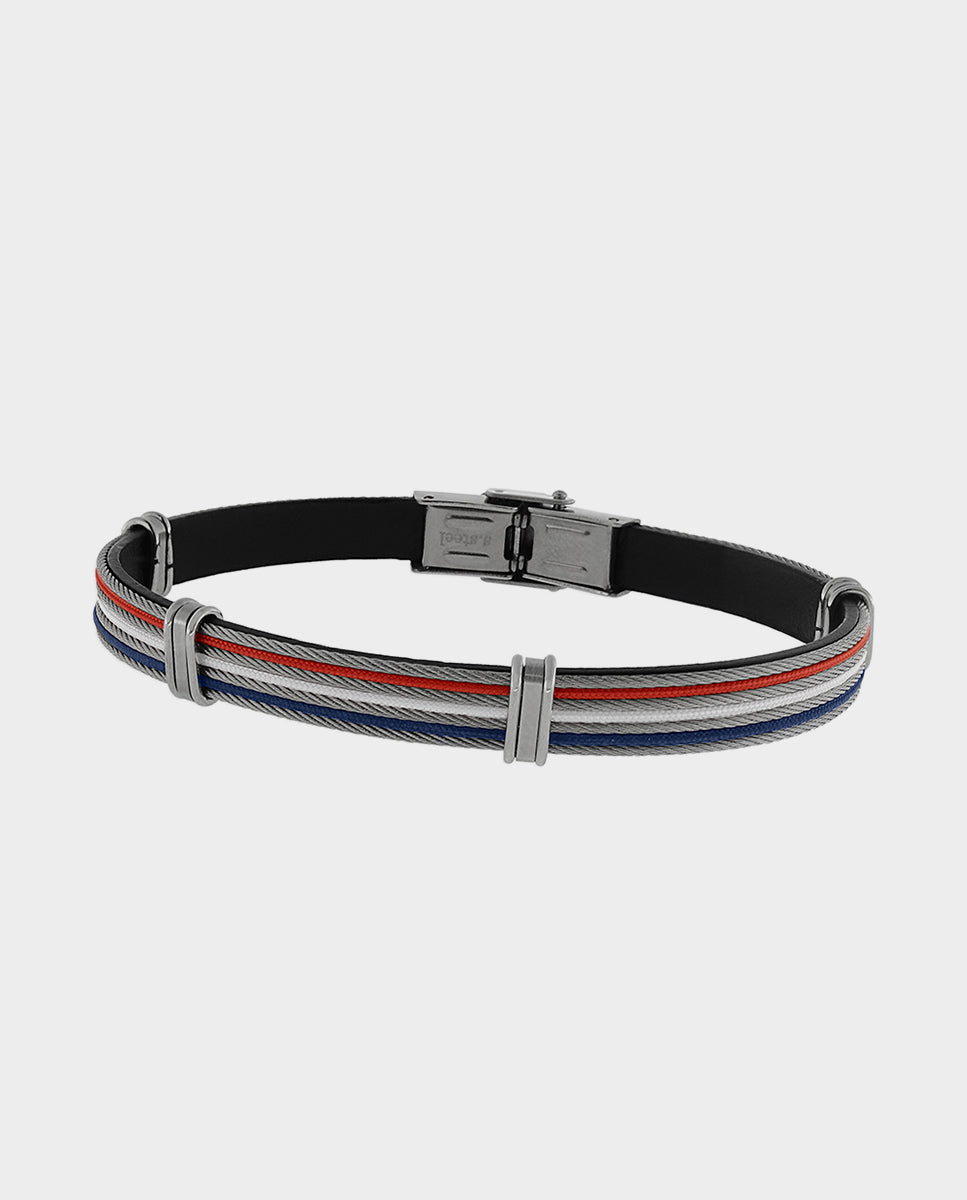Red, White and Blue Leather Bracelet