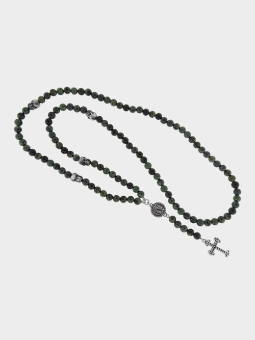 Rosary Riolite Green with Skulls, Logo and Cross
