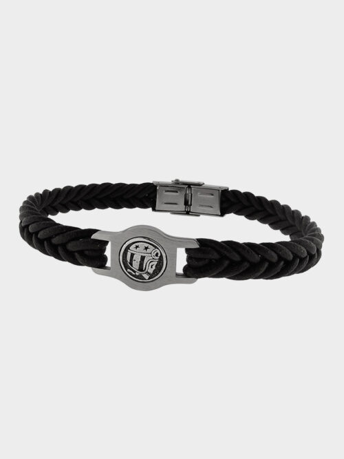 Black braided polyester bracelet with logo