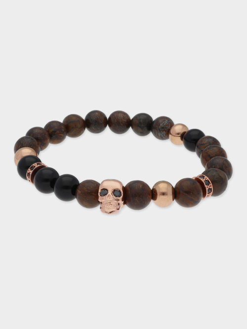 Bracelet of Agate Balls and Circonites with Skull