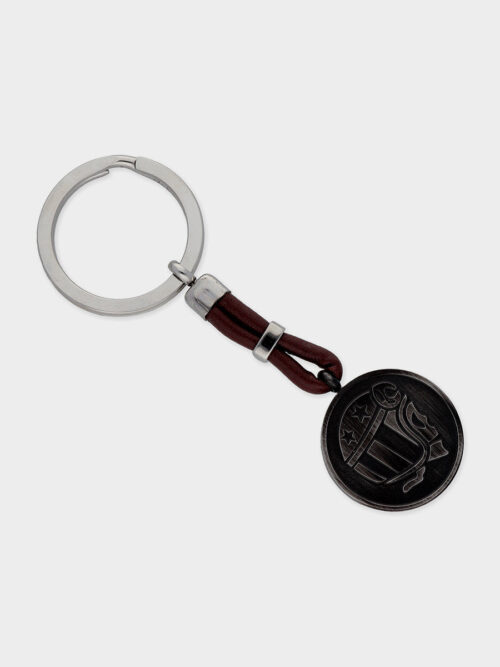 25 mm steel and leather key ring