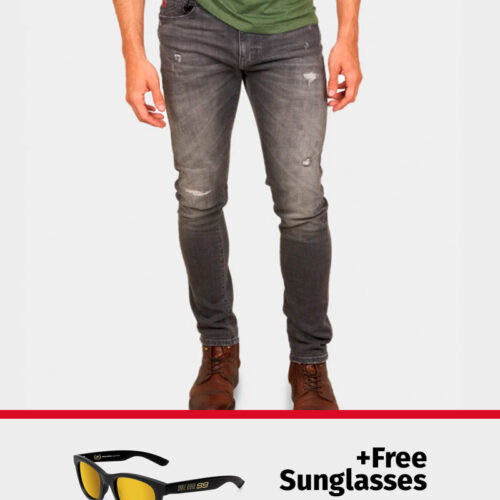 PACK: D-SRIDER used skinny jeans grey + FREE World Champion Sunglasses