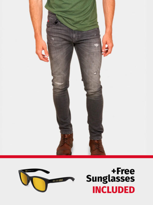 PACK: D-SRIDER used skinny jeans grey + FREE World Champion Sunglasses