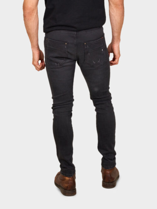 Edición limitada Ripped Tapered Fit Denim Jeans negro 1