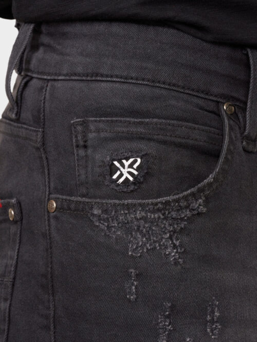 Edición limitada Ripped Tapered Fit Denim Jeans negro 4