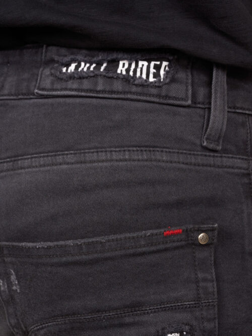 Edición limitada Ripped Tapered Fit Denim Jeans negro 5