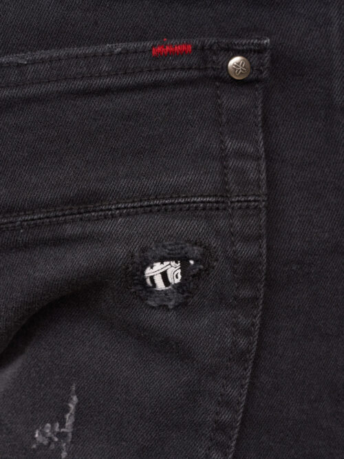 Edición limitada Ripped Tapered Fit Denim Jeans negro 6